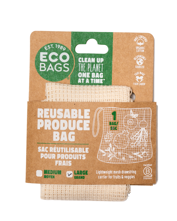 100% Certified Organic Mesh Produce Bag - Large - QTY 10+